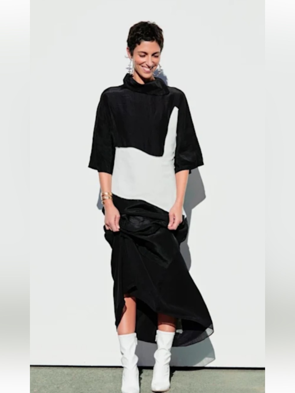 Acne Black and White Asymmetrical Dress